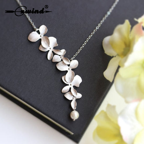Cxwind Fashion Orchid Flower Pendant Boho Flower Necklace Charm Jewelry For Women Party Dress Accessories Gift
