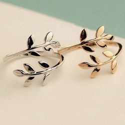 2019 Trends Silver Gold  Leaves Love Small Commodity Leaves Branch Self-defense Ring For Women Jewelry Accessories
