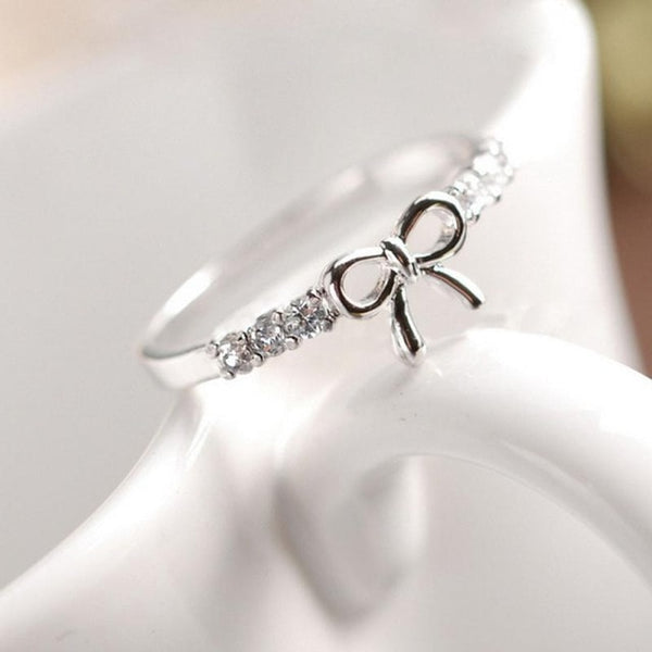 New Arrival Flawless Rings Jewelry Simple Crystal Bow Ring Beautiful Butterfly Shape Jewelries Accessories Exquisite Rings