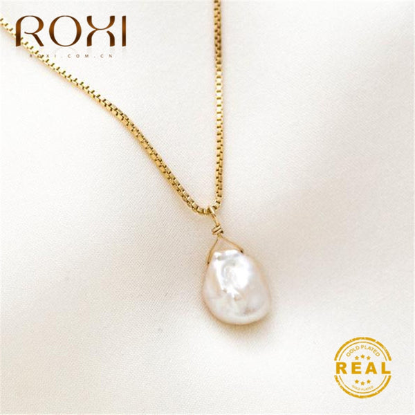 ROXI Baroque Pearl Necklace Irregular Water Drop Natural Freshwater Pearl Necklace Women Party Wedding Jewelry Girls Gift Kolye