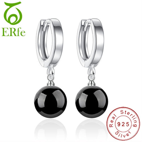 2019 Minimalism Nautral Red Black Agate Earrings Hanging Girls Real Pure Sterling Silver 925 Disco Ball Earnings SE011