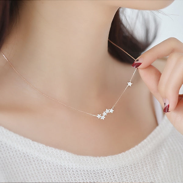Drop Shipping 925 Sterling Silver Chain Necklaces Star Pendants&Necklaces Jewelry Collar Colar de Plata