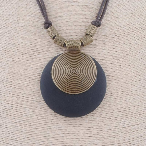 vintage woman Necklaces jewelry statement necklaces pendants alloy wooden pendant collares mujer choker necklace Long Necklace