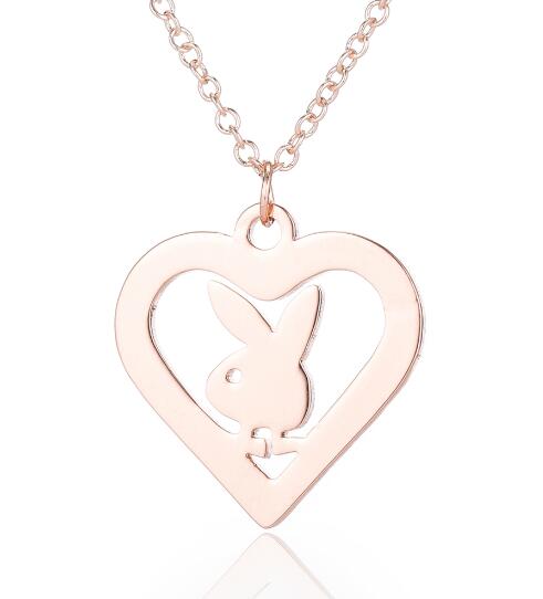 Shuangshuo Little Bunny Stainless Steel Custom Necklace Rabbit Heart Pendants Necklaces Women Kids Fashion Minimalist Jewelry