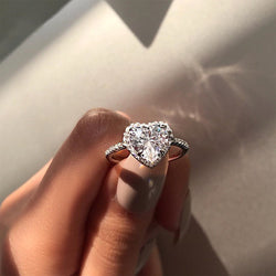 Fashion Crystal Heart Shaped Wedding Rings Women's Zircon Engagement Rings Glamour Jewelry