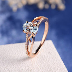 Hot Sale High Quality Crystal Gifts Wedding Unique Zircon Ring Oval Women Rose Golden Bride Rings Valentines Gift Size6 7 8 9 10