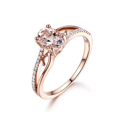 Hot Sale High Quality Crystal Gifts Wedding Unique Zircon Ring Oval Women Rose Golden Bride Rings Valentines Gift Size6 7 8 9 10