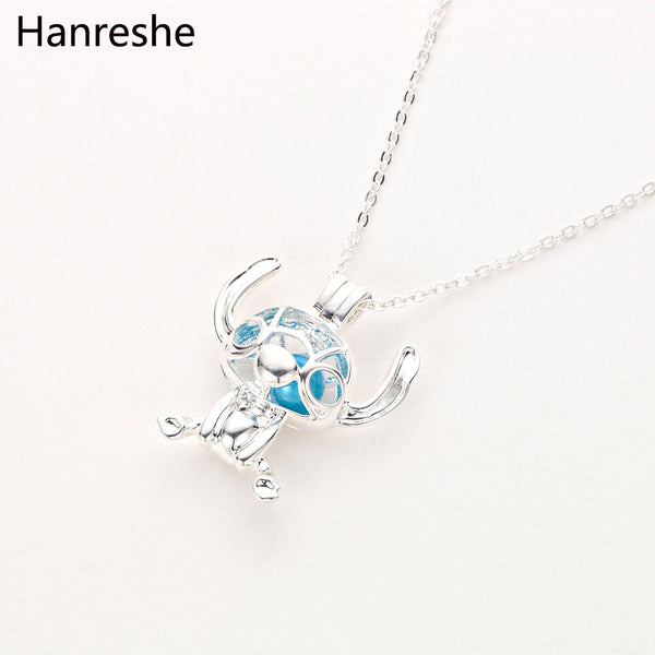 New Arrival Cartoon Alien Lilo Stitch Necklace Hollowe out Pearl Pendant 3D Stitch Anime Jewelry Christmas Gift for Women/Kids