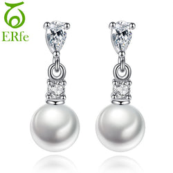 Luxury Small Crystal Tear Drop Earrings Real 925 Sterling Silver Earings Women Minimal Pearl Earnings Brinco Perola SE015
