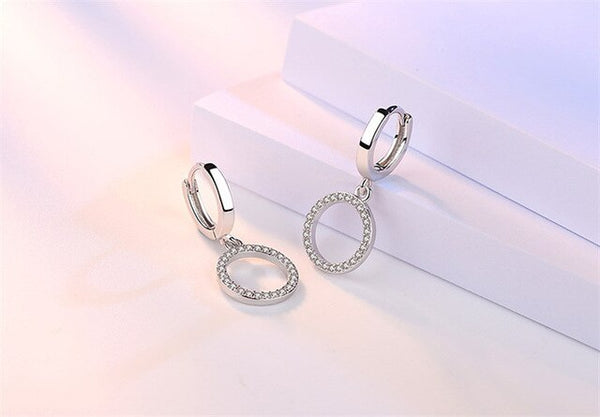 Minimalist Small Geometric 925 Silver Square Round Triangle Earrings Hoop Simple Hollow Heart Star Earnings Hanging SE055